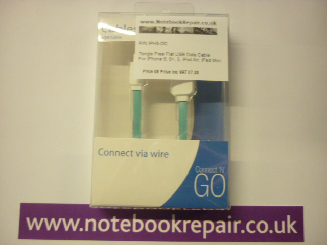 USB Cable In Blue For iPhone 5, 6, 6+, iPad Air And iPad Mini