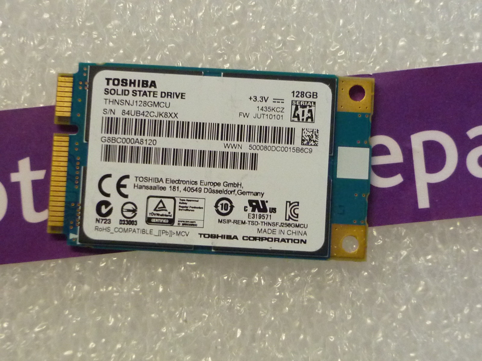 Toshiba 128gb SSD mSATA Storage Drive THNSNJ128GMCU | Notebook Repair